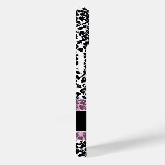 Schwarz-Weiß-Damast-Muster mit Monogramm Case-Mate iPhone Hülle (Rückseite / Rechts)