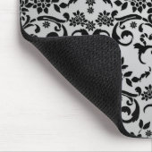 Schwarz-Weiß-Damast-Muster Mousepad (Ecke)