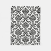 Schwarz-Weiß-Damast-Muster{Pick Deine Farbe} Fleecedecke (Vorderseite)