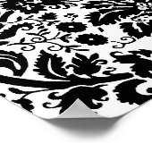 Schwarz-Weiß-Damast-Muster Poster (Ecke)