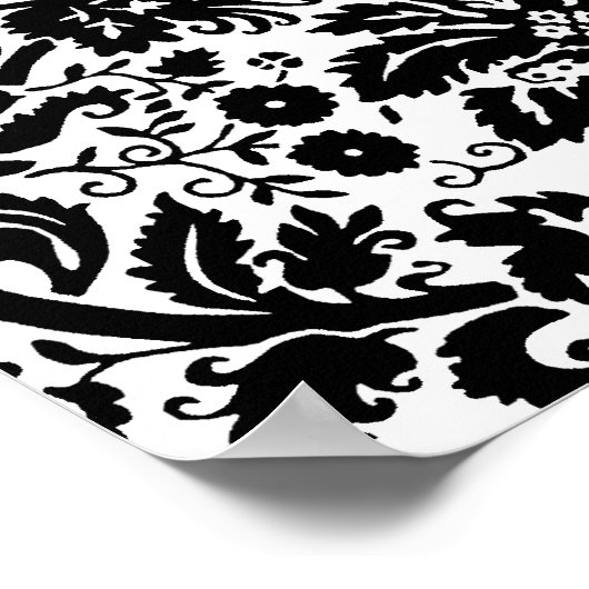 Schwarz-Weiß-Damast-Muster Poster (Ecke)