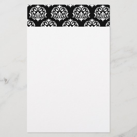 Schwarz-Weiß-Damast-Musterböden Briefpapier (Vorderseite)