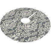Schwarz/Weiß-Damast Polyester Weihnachtsbaumdecke (Schrägansicht)