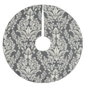 Schwarz/Weiß-Damast Polyester Weihnachtsbaumdecke (Vorderseite)