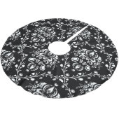Schwarz-Weiß-Damast Polyester Weihnachtsbaumdecke (Schrägansicht)