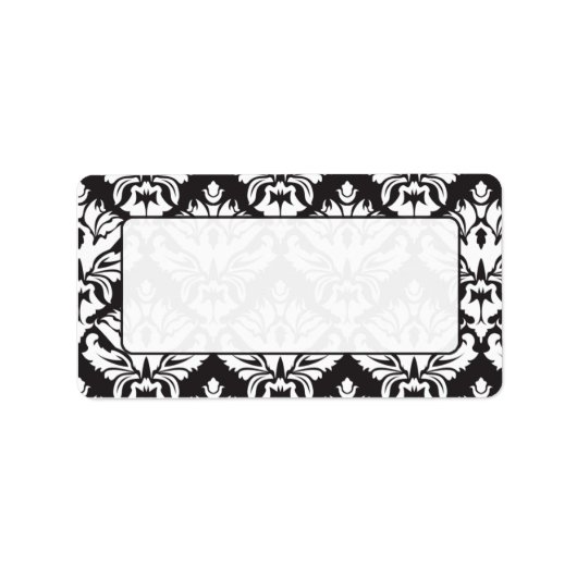 Schwarz-Weiß-Damast-Postleitungen Adressaufkleber (Vorne)