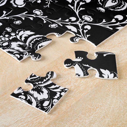 Schwarz-Weiß-Damast Puzzle (Seite)