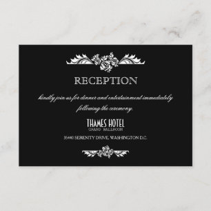 Schwarz-Weiß-Damast-Rose Hochzeitskarte Begleitkarte