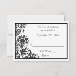 Schwarz-Weiß-Damast RSVP Karte