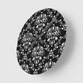 Schwarz-Weiß-Damast Runde Wanduhr (Winkel)