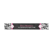 Schwarz-Weiß-Damast Rundum-Adressaufkleber (Person)