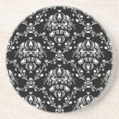 Schwarz-Weiß-Damast Sandstein Untersetzer (Vorne)