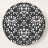 Schwarz-Weiß-Damast Sandstein Untersetzer (Vorne)