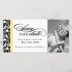 Schwarz-Weiß-Damast Save the Date