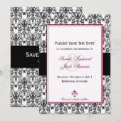 Schwarz-Weiß-Damast Save the Date (Vorne/Hinten)