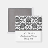 Schwarz-Weiß-Damast Save the Date Magnet (Vorderseite/Rückseite)