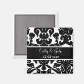 Schwarz-Weiß-Damast Save the Date Magnet (Vorderseite/Rückseite)