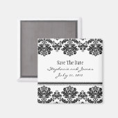 Schwarz-Weiß-Damast Save the Date Magnet (Vorderseite/Rückseite)
