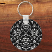 Schwarz-Weiß-Damast Schlüsselanhänger (Vorderseite)