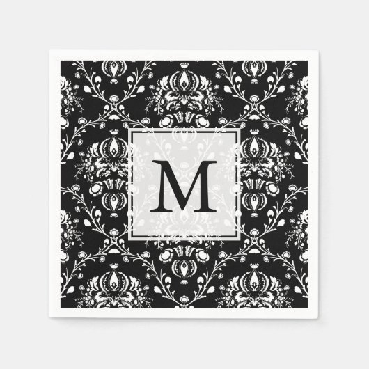 Schwarz-Weiß-Damast Serviette (Vorderseite)