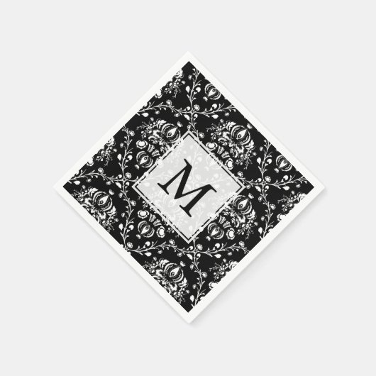 Schwarz-Weiß-Damast Serviette (Ecke)
