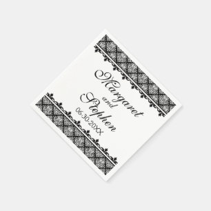 Schwarz-Weiß-Damast Serviette