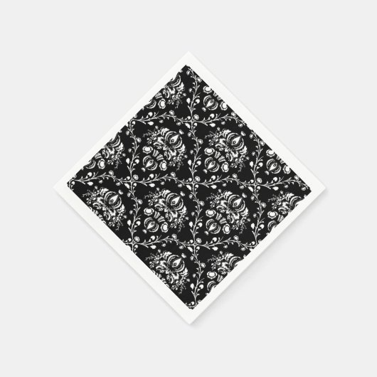 Schwarz-Weiß-Damast Serviette (Ecke)