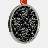 Schwarz-Weiß-Damast Silbernes Ornament (Rechts)