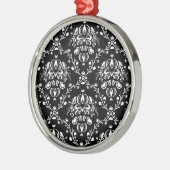 Schwarz-Weiß-Damast Silbernes Ornament (Links)