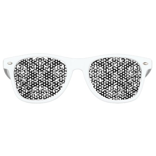 Schwarz-Weiß-Damast Sonnenbrille (Vorderseite)