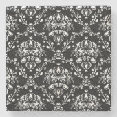 Schwarz-Weiß-Damast Steinuntersetzer (Vorderseite)