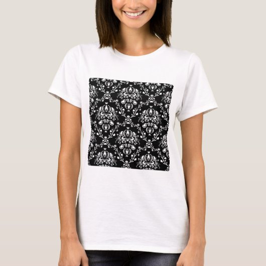 Schwarz-Weiß-Damast T-Shirt (Vorderseite)