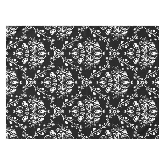 Schwarz-Weiß-Damast Tischdecke (Vorderseite (Horizontal))