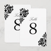 Schwarz-Weiß-Damast-Tischnummern Einladung (Vorne/Hinten)