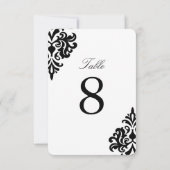 Schwarz-Weiß-Damast-Tischnummern Einladung (Rückseite)