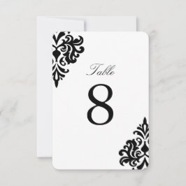 Schwarz-Weiß-Damast-Tischnummern Einladung