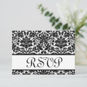 Schwarz-Weiß-Damast-UAWG RSVP Karte (Stehend Vorderseite)