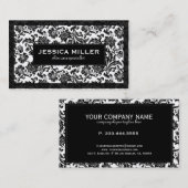 Schwarz-Weiß-Damast Visitenkarte (Vorne/Hinten)