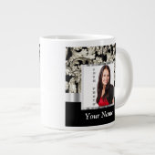 Schwarz-Weiß-Damast-Vorlage Jumbo-Tasse (Vorderseite Rechts)