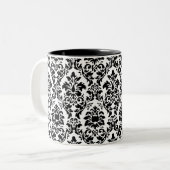 Schwarz-Weiß-Damast Zweifarbige Tasse (Vorderseite Links)