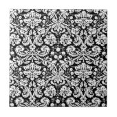 Schwarz-Weiß-Damastmuster Fliese (Vorderseite)