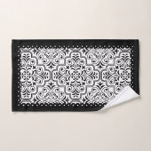 Schwarz-Weiß-Damastmuster, gerollte Ränder Badhandtuch Set (Handtuch)
