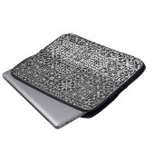 Schwarz-Weiß-Damastmuster Laptopschutzhülle (Vorne Knopf)