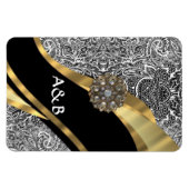 Schwarz-Weiß-Damastmuster Magnet (Horizontal)