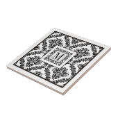 Schwarz-Weiß-Damastmuster-Mono-Hochzeit Fliese (Seite)
