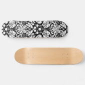 Schwarz-Weiß-Damastmuster Skateboard (Horizontal)