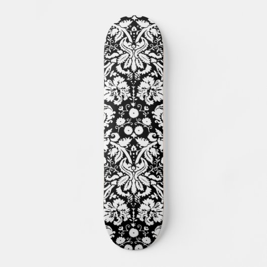 Schwarz-Weiß-Damastmuster Skateboard (Vorderseite)