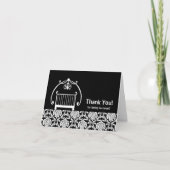 Schwarz/Weiß Damsask-CD Vielen Dank Note Card Dankeskarte (Vorderseite)