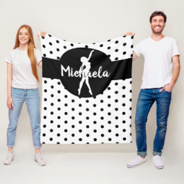 Schwarz-weiß Dance Ballerina Gymnastik Name Fleecedecke
