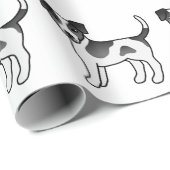 Schwarz-Weiß-Dänisch-Schwedisch-Bauernhof-Muster Geschenkpapier (Rolleneckpunkt)